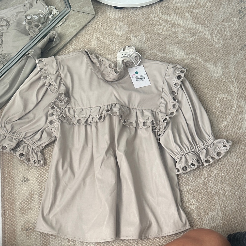 Elegant Beige Ruffle Top